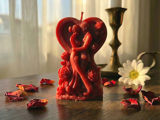 Romantic Heart Candle – Rapswachskerze Paar im Rosenherz  Handgemacht & Vegan