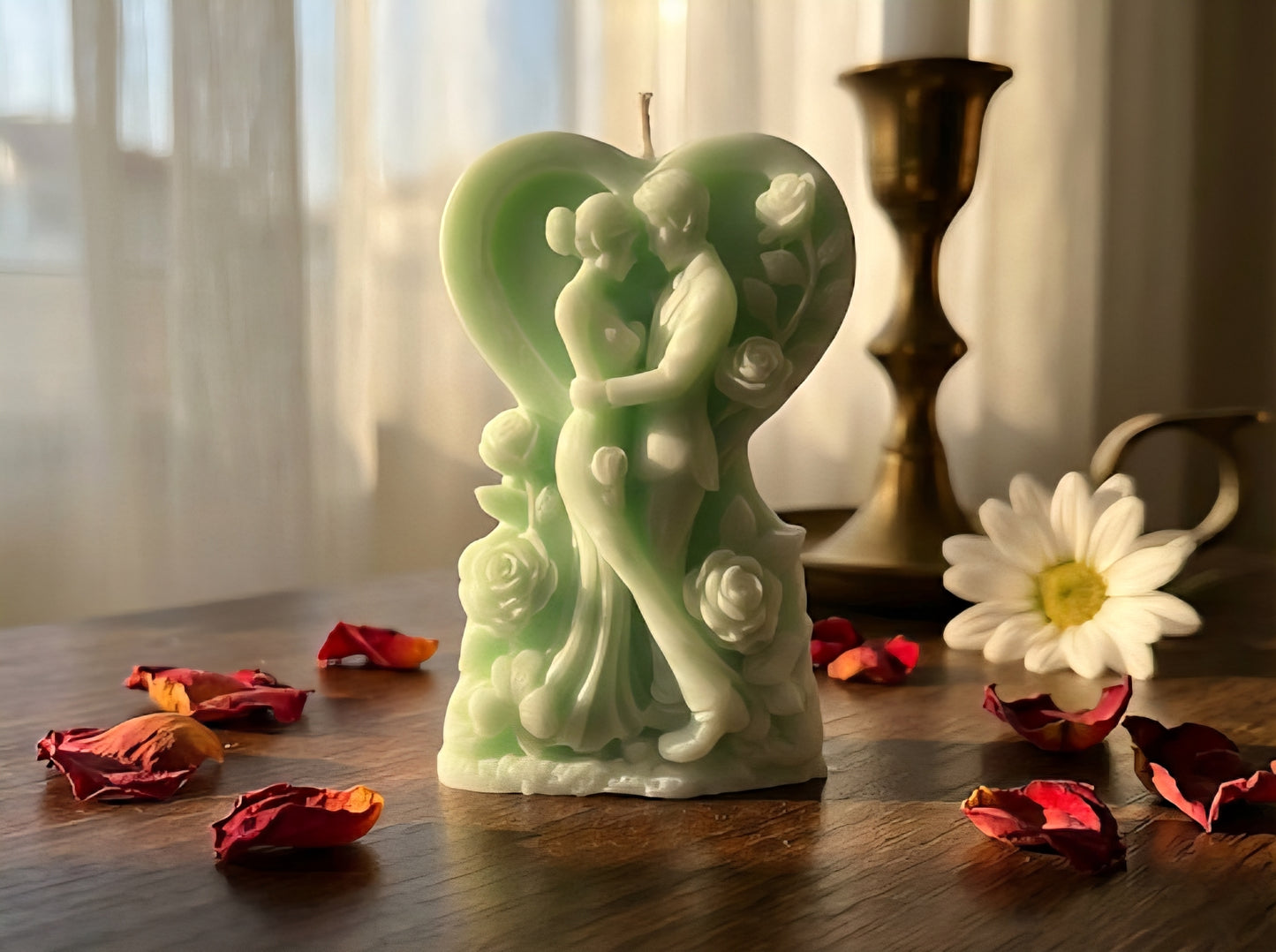 Romantic Heart Candle – Rapswachskerze Paar im Rosenherz  Handgemacht & Vegan