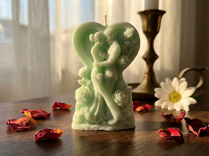 Romantic Heart Candle – Rapswachskerze Paar im Rosenherz  Handgemacht & Vegan